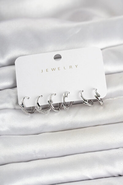 Livenda Brass Silver Color Botega Model Women's Earring Set Tj-Bkp11783