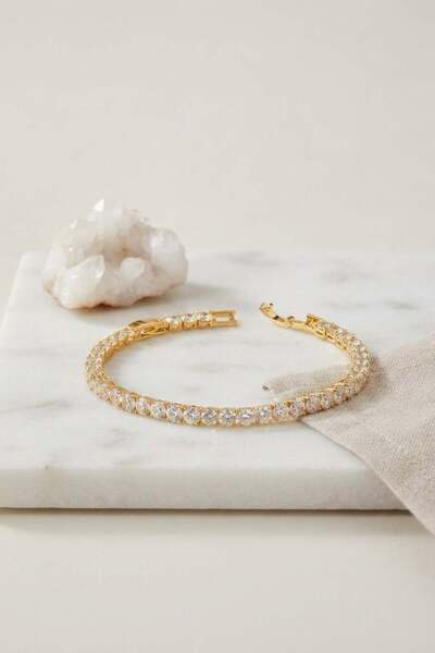 Inure Jewelry سوار نسائي من الزركون بلون ذهبي نحاسي على شكل مسار مائي