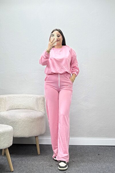 BELENDİR Women's 2 Threaded Tracksuit Set Pink