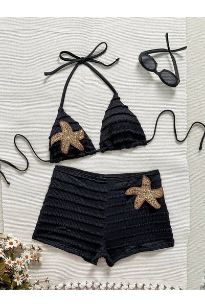 Girlsavm Black Boxer Model Bikini Set