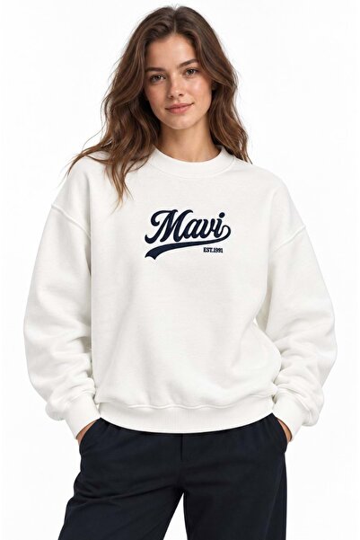 Mavi M1S0419 Logo Embroidered Women's Sweatshirt White