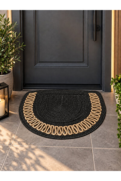 Ckdesign Jute Doormat Half Moon Model Non-Slip Base Door Mat – Knitted Decora...
