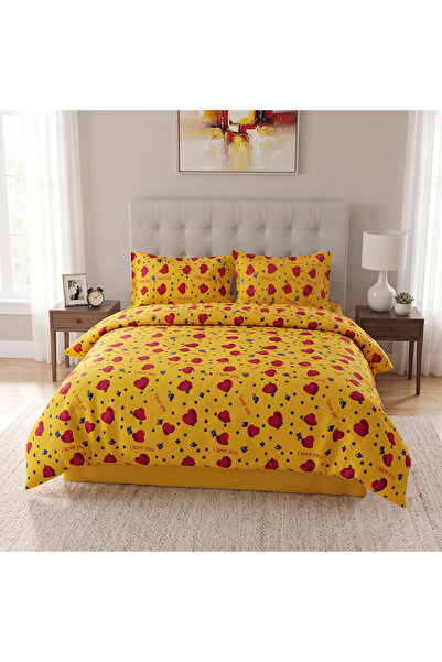Herum Bed linen, made of fine fabric, with elastic, for 2 people, heart patte...