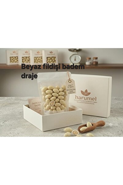 HAR-UM Ticaret Harumel 1.sınıf lüks Premium BEYAZ FİLDİŞİ Badem Draje 250 g -...