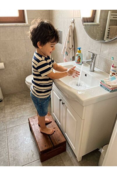 hipiylow Küçük Boy Doğal Ahşap Basamak Yetişkin, Çocuk Banyo Wc Lavabo Merdiv...