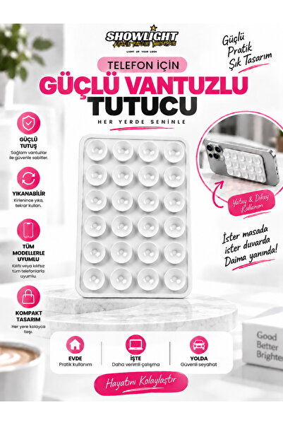 Vakumlu Silikon Vantuz Telefon Tutucu, Kaymaz Yapışkanlı Cep Telefonu Sabitleyici