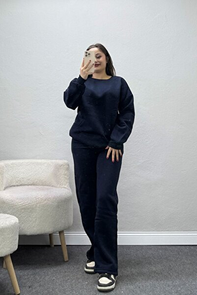 BELENDİR Women's Three Thread Tracksuit Set Navy Blue