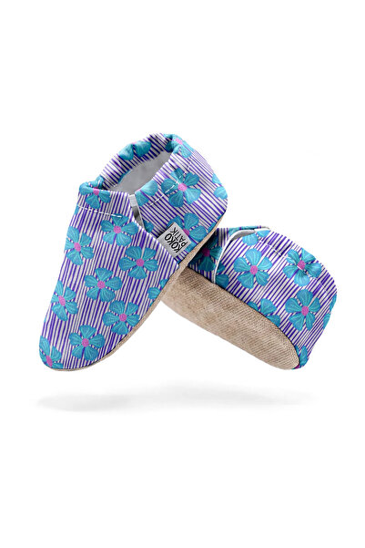 Kokopatik Blue Magnolia Patterned Booties |   Non-Slip Home & Nursery Booties