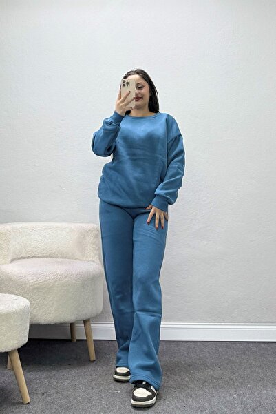 BELENDİR Women's Three-Thread Tracksuit Set Petrol
