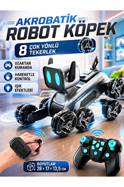 Vezir Aksesuar Akıllı Robot Köpek | 360° Akrobatik Hareket | Kumandalı & Jest...