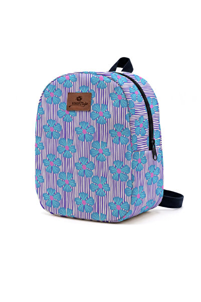 Kokopatik Small Nursery Bag with Blue Magnolia Pattern