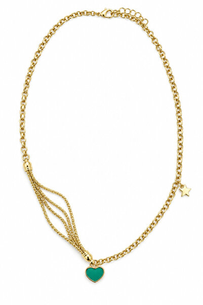 Stelle Jewelry قلادة نسائية متعددة السلاسل بتفاصيل قلب ونجمة باللون الأزرق - ...