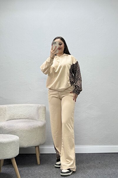 BELENDİR Women's Garnili 2 Thread Tracksuit Set Beige