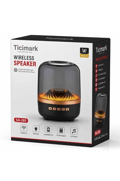 ticimark RGB Ambiyans Işıklı Bluetooth Hoparlör Hi-Fi Stereo Ses ile Uyumlu
