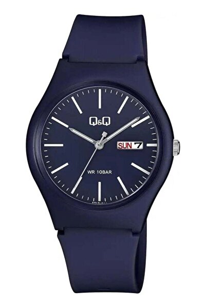 Q&Q Men's A212J012Y Quartz Watch with Day-Date Display, Navy Blue Resin Strap