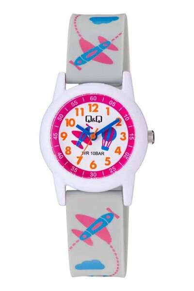 Q&Q Kids Unisex Analog Quartz Watch V22A-021VY with Airplane Design