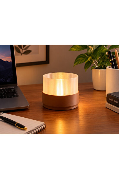 IL-HANST Dekoratif Masa Lambası Modern Silindir LED Abajur Gece Lambası (PİLL...