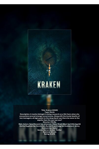 OEM Poster Infografic Monstru Marin Caracatita Kraken, Design Unic, Carton 25...