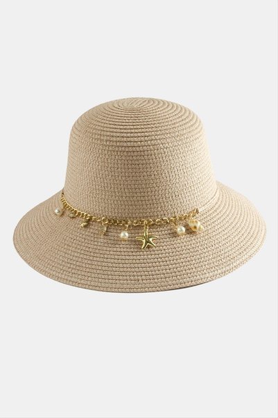 Generic Brand Seashell Chain Straw Hat