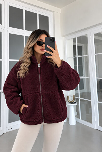 FioriModa Fermuarlı Peluş Polar Ceket