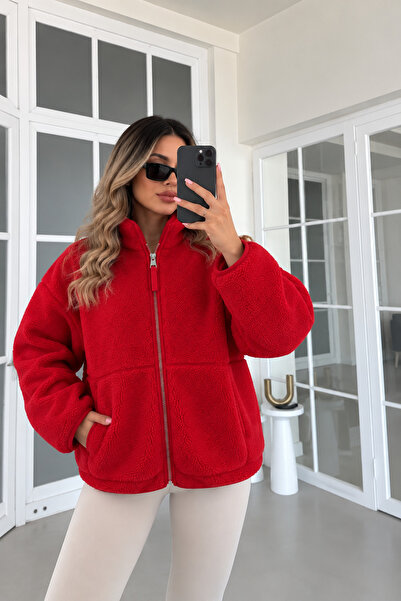 FioriModa Fermuarlı Peluş Polar Ceket