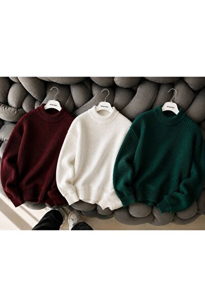 pepule Women's 3-Piece Crew Neck Oversize Knitwear Sweater Soft Knitted Sweater