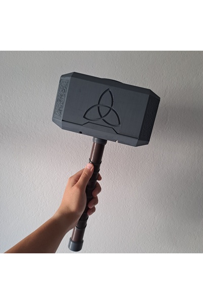 Genel Markalar Marvel Thor Çekiçi Mjolnir Ve Standı - 40 cm Özel Tasarım 3D B...