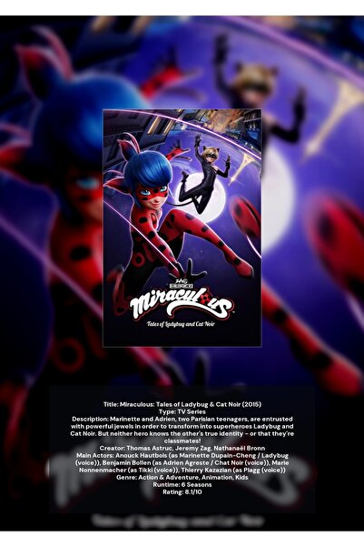 OEM Poster Infografic Miraculous: Buburuza si Motan Noir, Decoratiune Camera ...