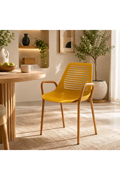 Palma homez White and Coffee Plastic Chair 83X58X44 cm - Plastic Seating Chair