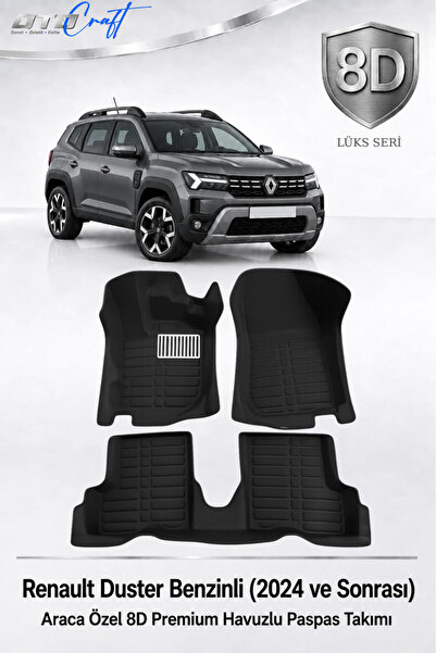 OTOCRAFT Renault Duster Benzinli 2024 ve Sonrası Araca Özel 8D Havuzlu Oto Pa...