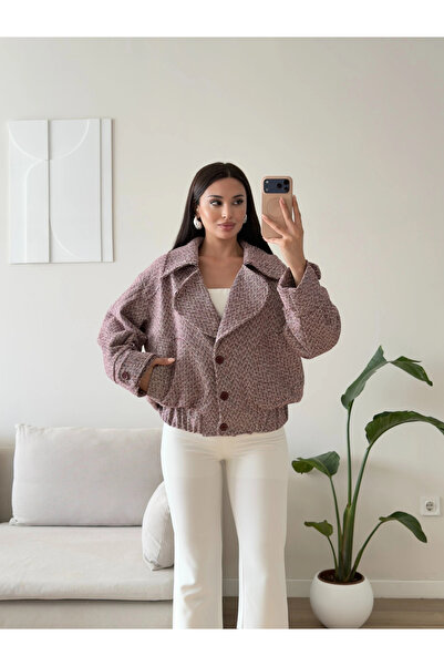 Zoom Butik Balıksırtı Premium Bomber Ceket - BORDO