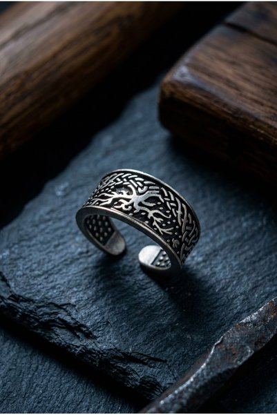 LapisButik Doğa Ağacı Kabartmalı Antik El İşçiliğiyle Yapılmış Ayarlanabilir ...