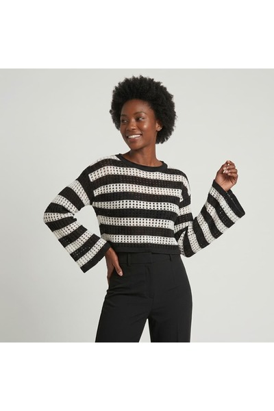 Pink Export Striped Half Crop Knitwear