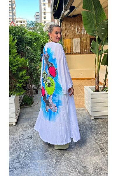 Defne Silver Tropical Patterned Kimono
