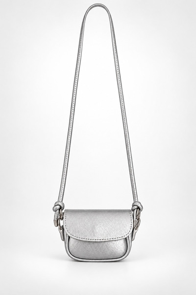 rair Kadın Gri Mini Omuz ve Çapraz Çanta Uzun Askılı Metal Detaylı 13×13 cm