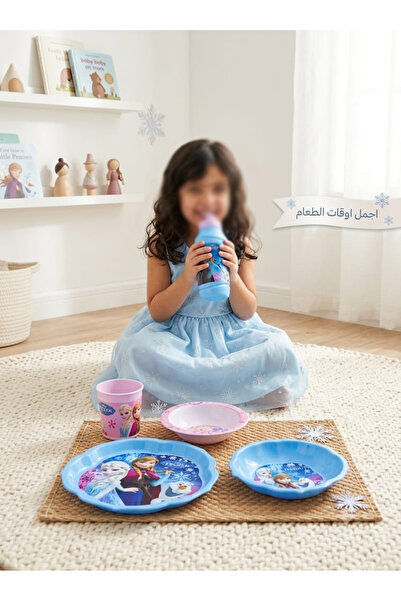 Generic Brand طقم أدوات مائدة أطفال بلاستكية بشخصية ديزني فروزن، 4 قطع،