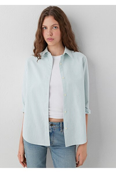 Mavi Striped Regular Fit 100% Cotton Women's Shirt.