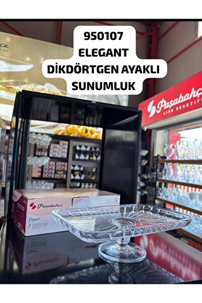 Paşabahçe GÜLMEN KRİSTAL ELEGANT AYAKLI DİKDÖRTGEN ORJ KUTULU