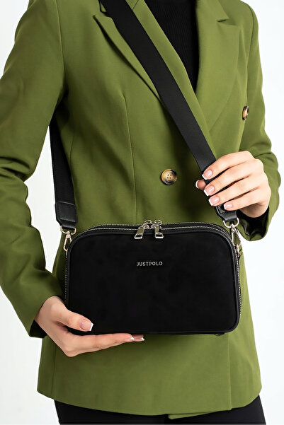 Just Polo Women's Suede Leather 5-Compartment Adjustable Long Strap Crossbody...