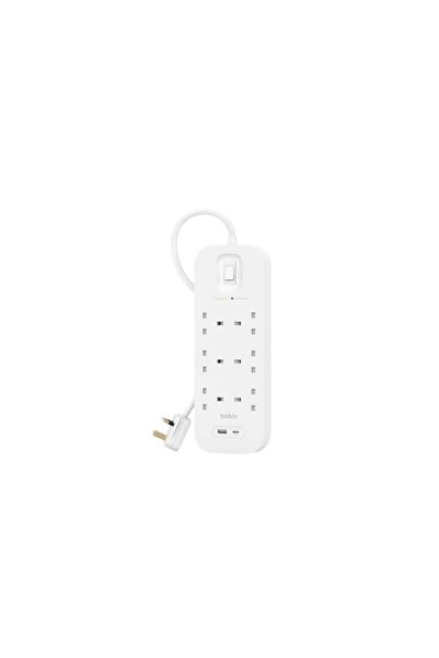 Belkin بيلكن توصيلة كهربائية 6 منافذ مع شحن سريع USB-C PD بقوة 18W ومنفذ USB-...