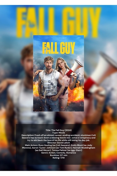 OEM Αφίσα Ινφορματογραφίας The Fall Guy, Ταινία Δράσης και Κωμωδίας, Χαρτόνι ...
