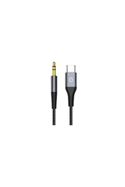QUFEX كيوفيكس كيبل صوت USB-C إلى AUX 3.5 mm بطول 1 m، مضفّر ومقاوم للتشابك وا...