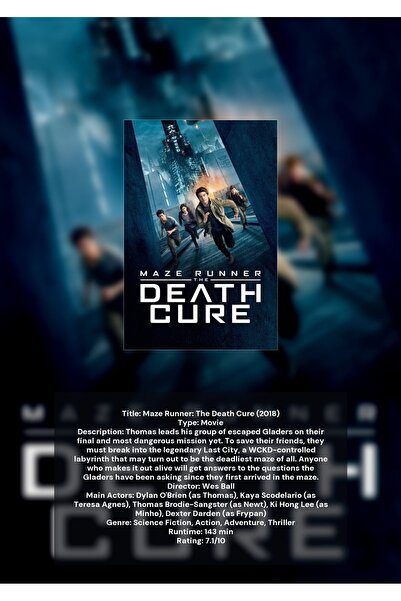 OEM Αφίσα Ινφογραφικό Maze Runner: The Death Cure, Διακοσμητικό Τοίχου Ταινία...