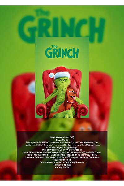 OEM Poster Infografic The Grinch, Decoratiune de Craciun, Carton Premium 250g...