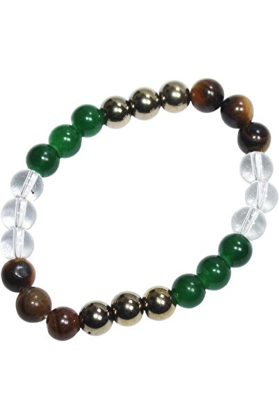 Generic Latas Certified Dhan Yog Money Magnet Bracelet For Men and Women | Attracts Wealth & Prosperity | Manifest Wealth with Tiger Eye, Clear Quartz & Pyrite Stone And Green Aventure | Gift for Men & Woman