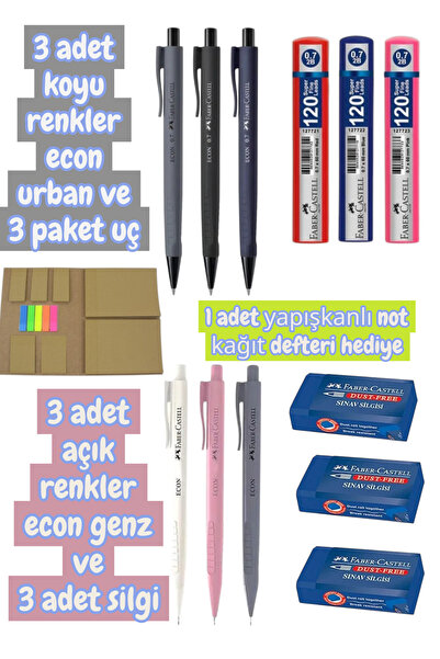 Faber Castell 3 adet econ urban ve 3 adet econ genz seti 3 paket 120 li uç ve...