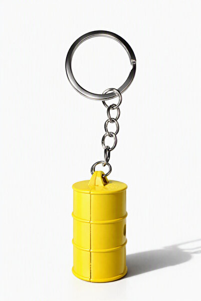 Waves And Pebbles Yellow Barrel Keychain