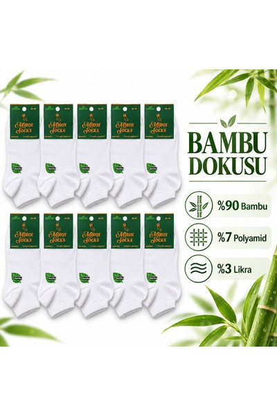 Genel Markalar 10’lu Kadın Beyaz Bambu Patik Çorap – 36-40 Numara