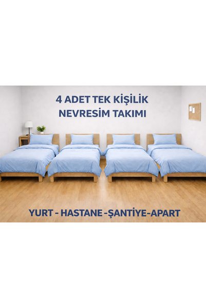 SADEN HOME 4 ADET TEK KİŞİLİK NEVRESİM TAKIMI, LASTİKLİ ÇARŞAFLI -ASKERİYE-YU...