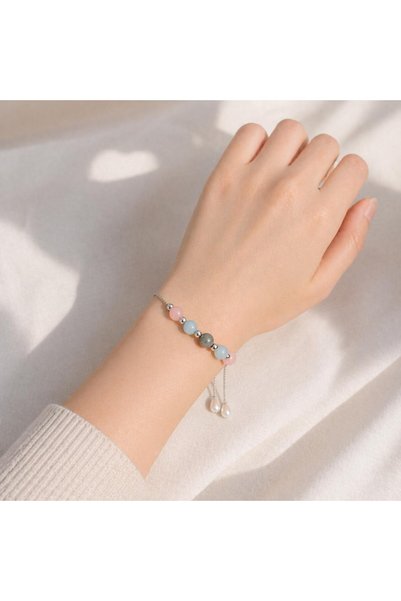 Taşmir Scorpio Healing Bracelet, Scorpio Crystal Bracelet, Pink Quartz, Aquam...